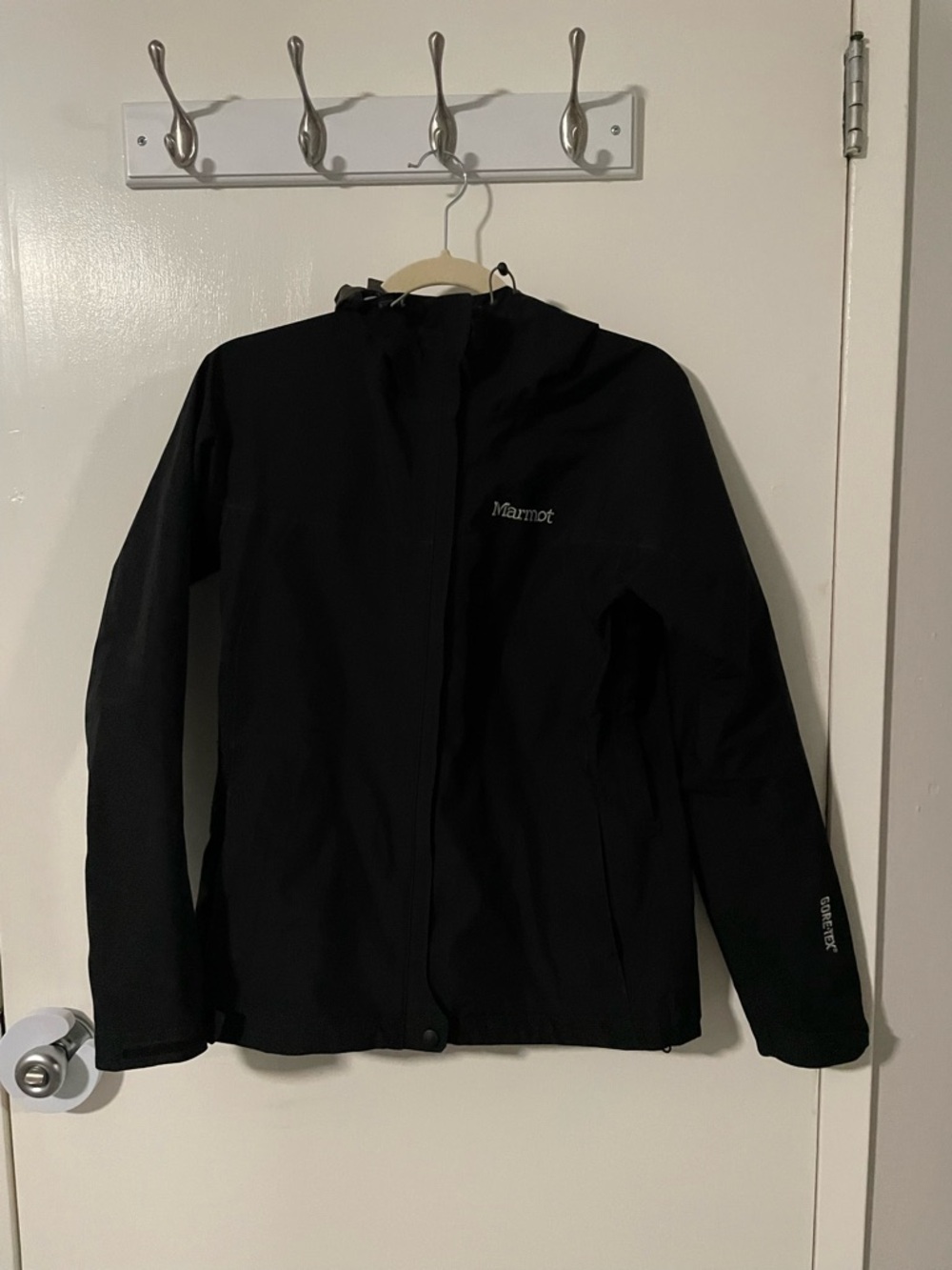 Marmot Black Minimalist Waterproof Hooded Shell Jacket